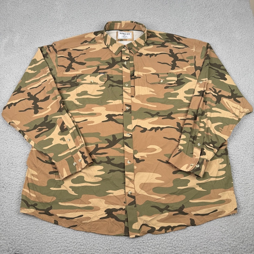 Poncho Shirt Mens 3XL Camo Long Sleeve Fishing Outdoor San Juan Performance UPF
